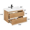 Bathroom Vanity with 2 Storage Darwers, Floating Wall Mounted Vanity with Sink, Faucet, Drain - 2 of 4