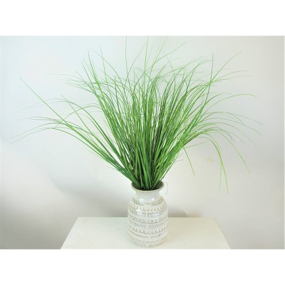 24" x 15" Artificial Grass Plant in Patterned Ceramic Urn - LCG Florals