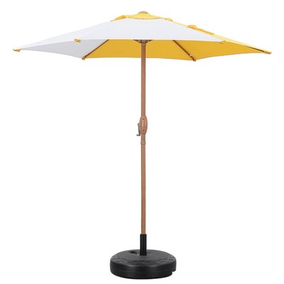 MaseiKar 7.5FT Outdoor Market Patio Umbrella, Crank Lift, Contrast Color 180G Polyester Canopy, 6 Steel Ribs, 1.5" Pole, No Base Included