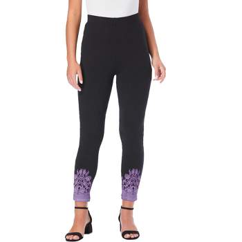 Roaman's Women's Plus Size Essential Stretch Capri Legging - 22/24, Purple