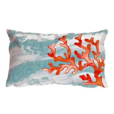 12"x20" Oversize Coral Wave Lumbar Throw Pillow Blue - Liora Manne