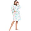 Casual Nights Women's Floral Snap Front Flannel Duster Long Sleeve Lounger Dress - 3 of 4
