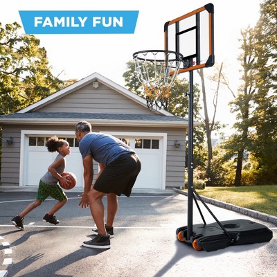 Adjustable Portable Kids Basketball Hoop with Orange and Black Backboard