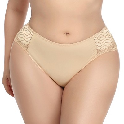 Agnes Orinda Women's Plus Size Panties Underwear Lace Breathable Mid Waist Stretch Briefs