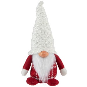 Northlight Plaid Boy Gnome Christmas Figurine - 9.5" - Red and White - 1 of 4