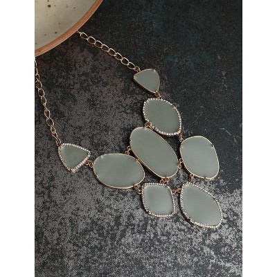 SOHI Women's Ash Grey The Marcia Statement Necklace