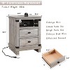 SinCiDo Nightstand with Charging Station, 18″ Farmhouse Night Stand with 2 Drawers, Wood Rustic End Table - 3 of 4