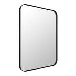 ANDY STAR Modern Decorative 16 x 20 Inch Rectangular Wall Mounted Hanging Bathroom Vanity Mirror with Stainless Steel Metal Frame, Matte Black
