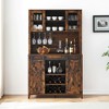 70" Farmhouse Wine Bar Cabinet - Coffee Station with Sliding Barn Doors & Glass Rack - 2 of 4