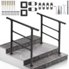 Handrails for Outdoor Steps, Black Wrought Iron Stair Handrail with Installation Kit, Metal Porch Railing - 2 of 4