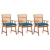 vidaXL Patio Dining Chairs 3 Pcs - Solid Acacia Wood with Waterproof Blue Cushions - Garden/Terrace/Patio Furniture - 2 of 4