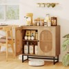 Tangkula 31.5" Rattan Buffet Cabinet Sideboard Storage Cabinet with Doors and Adjustable Shelf - 3 of 4