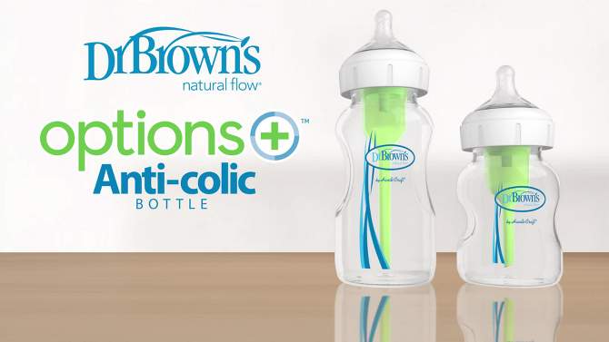 Dr. Brown&#39;s 9oz Anti-Colic Options+ Wide-Neck Baby Bottle with Level 1 Slow Flow Nipple - 3pk - 0m+, 2 of 22, play video