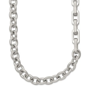 Chisel Stainless Steel Brushed and Polished Half Cable Link and Half Square Link 22" Necklace - 1 of 4