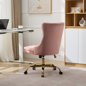 CAVINAS Velvet Office Chair with Button Tufting,Tufted Desk Chair with Metal Base,Adjustable Height Computer Chair with Nailhead for Home Office - 1 of 4