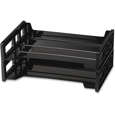 Officemate Stackable Desk Trays Side Load 13-3/16"x9"x2-3/4" 2/PK Black 21022