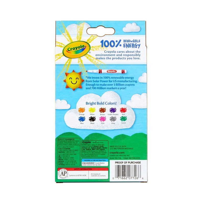 Crayola 10ct Kids Fine Line Markers Classic Colors, 4 of 7
