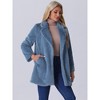 Allegra K Women's Lapel Collar Faux Fur Fuzzy Winter Long Overcoat with Pockets - 2 of 4