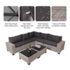 FURNIinspire Patio Seating Sets Outdoor Patio Furniture Sets, Wicker Rattan Sectional Sofa With Glass 2 Coffee Table And Washable Seat Cushion, Gray - 4 of 4