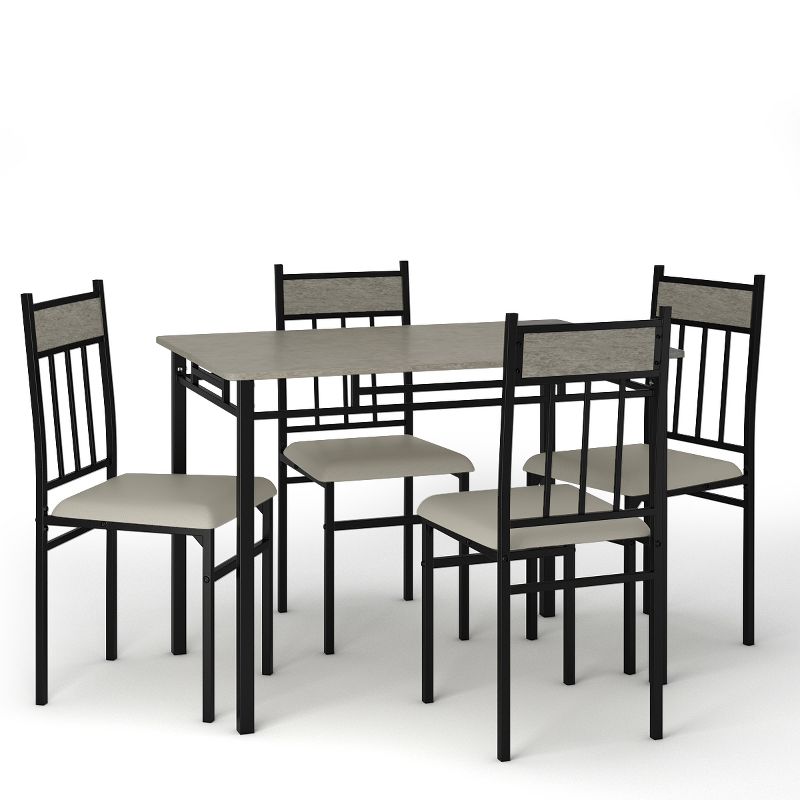 Costway 5 Piece Faux Marble Dining Set Table and 4 Chairs Kitchen Breakfast Furniture Grey, 2 of 11