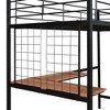 PAGED Twin Size Bunk Bed with Desk Simple Modern Metal Bed Frame with Grid, Ladder and Guardrail for Bedroom - 4 of 4