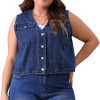 Agnes Orinda Women's Plus Size Sleeveless V Neck Button Down Casual Denim Vest - 2 of 4
