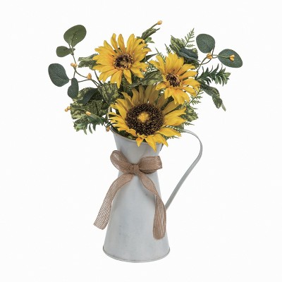 Transpac Metal 16" Multi Spring Sunflower Arrangement in Water Pitcher