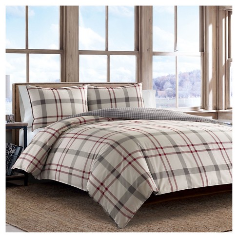 Portage Bay Plaid Duvet Cover And Sham Set Full Queen Silver