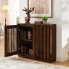 Lyngins Vintage Fluted Hollowed Out Sideboard Cabinet with Outlet Holes, 12 Solid Wood Strip Doors,Storage Cabinet/Buffet Cabinet for Hallway/Entryway - 2 of 4