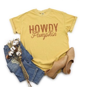 Simply Sage Market Women's Howdy Pumpkin Rope Short Sleeve Garment Dyed Tee - 1 of 4