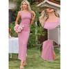 INSPIRE CHIC Women's Ruched Party Slit Hem Square Neck Sleeveless Bodycon Maxi Dress - 2 of 4
