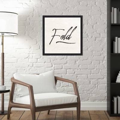 Fold Script Black and White Canvas Wall Art with Floater Frame