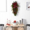 Nearly Natural 24” Holiday Christmas Pine Cones, Berry and Bells Wreath - 4 of 4
