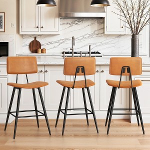 Arceso 24.5" Counter Height Bar Stools Set, Faux Leather Upholstered Barstools, - 1 of 4