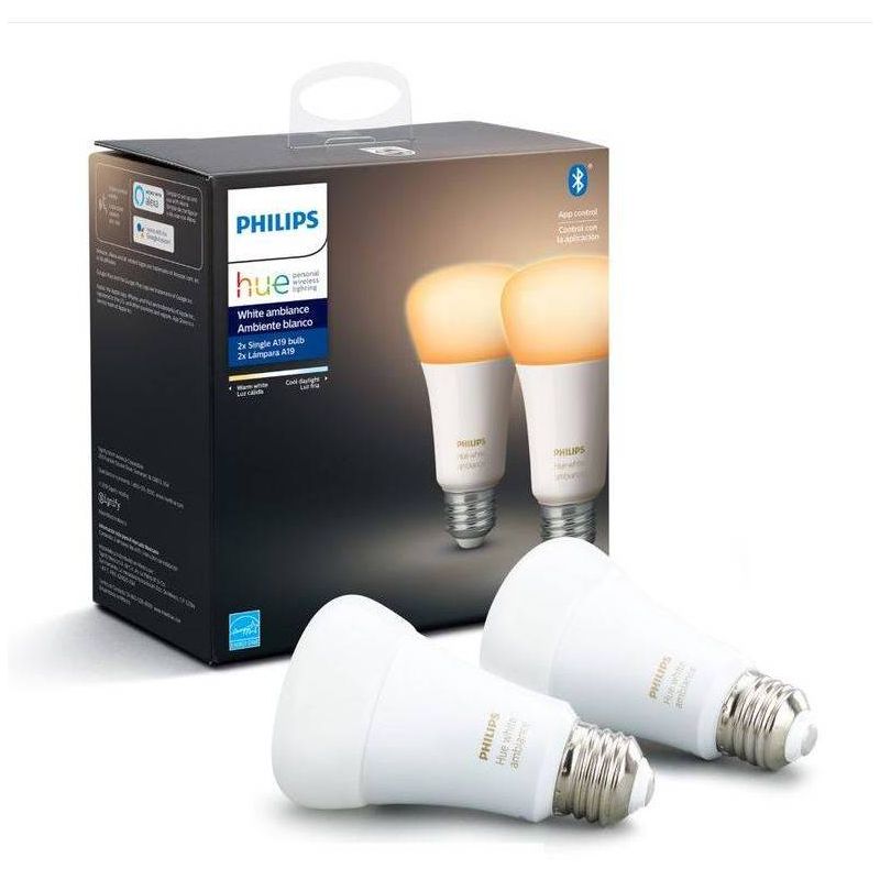 Philips 2pk 60W A19 Light Bulbs White, 1 of 6