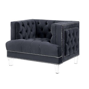 41" Ansario Chair Black Velvet - Acme Furniture: Plush, Tufted, Metal Frame, Easy Clean - 1 of 3