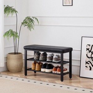 KTMBDW Shoe Rack Bench, 3-Tier Shoe Rack for Entryway, Mid-Century Modern - 1 of 4