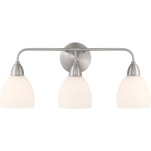 Possini Euro Design Possini Euro Powder 22" Wide Brushed Nickel 3-Light Bath Light - 1 of 4