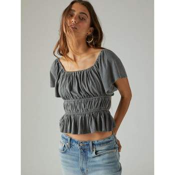 Lucky Brand Womens Long Sleeve Sandwash Rib Wrap Top : : Clothing,  Shoes & Accessories