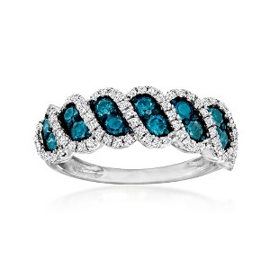 Ross-Simons 1.00 ct. t.w. Blue and White Diamond Ring in Sterling Silver - 1 of 4