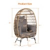 Grid Style Wicker Weaving Patio Egg Chair With Natural Color Rattan And Cushion,Basket Shape Egg Chair With Metal Legs -Maison Boucle - 3 of 4