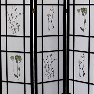 Vynxaria 70" Tall 3-Panel Screen / Room Divider "Shoji", Black - 1 of 4
