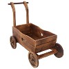 Okak Wooden Raised Garden Bed with Wood Wagon Shape, Moveable Outdoor Planter with 4 Wheels, Planter Box for Backyard, Garden, Patio, Brown - 4 of 4