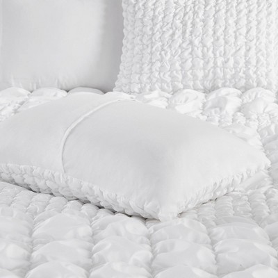 King White Ruched Microfiber Comforter Set