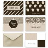 Paper Frenzy Black and Tan Designer Thank You Note Cards and Envelopes - 25 pack