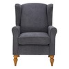 Gulches Retro Wing Back Accent Chair Polyester Upholstery Gray Rubberwood Frame 27.56x28.74x37.40 inches for Living Room Bedroom Study Office - 3 of 4