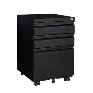 TopComfy Decorative Storage Cabinets 3 drawer mobile filing cabinet with lock office storage filing cabinet for Living Room, Black, 24.4"*20.8"*7.3" - 1 of 4