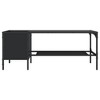 vidaXL Black Coffee Table with Rack - Elegant Sofa Table for Living Room with Side Storage Rack and Adjustable Feet - Engineered Wood and Metal Frame. - 3 of 4