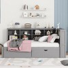 NicBex Twin/Full Size Daybed with 2 Drawers,Wood Day Bed Frame with Storage Shelves and USB Charging Ports - 2 of 4