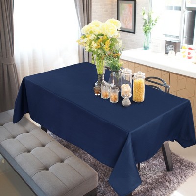 55"x71" Rectangle Polyester Stain Resistant Solid Tablecloths Navy Blue - PiccoCasa